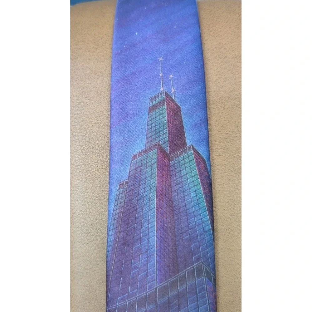 Vintage Ralph Marlin Mens Tie The Sears Tower‎ 1991 Chicago